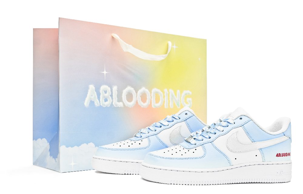 Nike Air Force 1 Low ABLOODING Low-Top Skateboard Shoes Women's Blue White