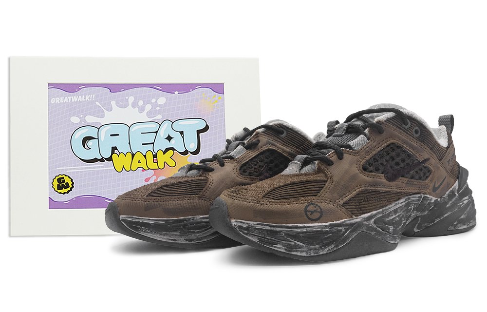 Nike M2K Tekno Anti-Slip Wear-Resistant Low-Top Chunky Sneakers Unisex Umber