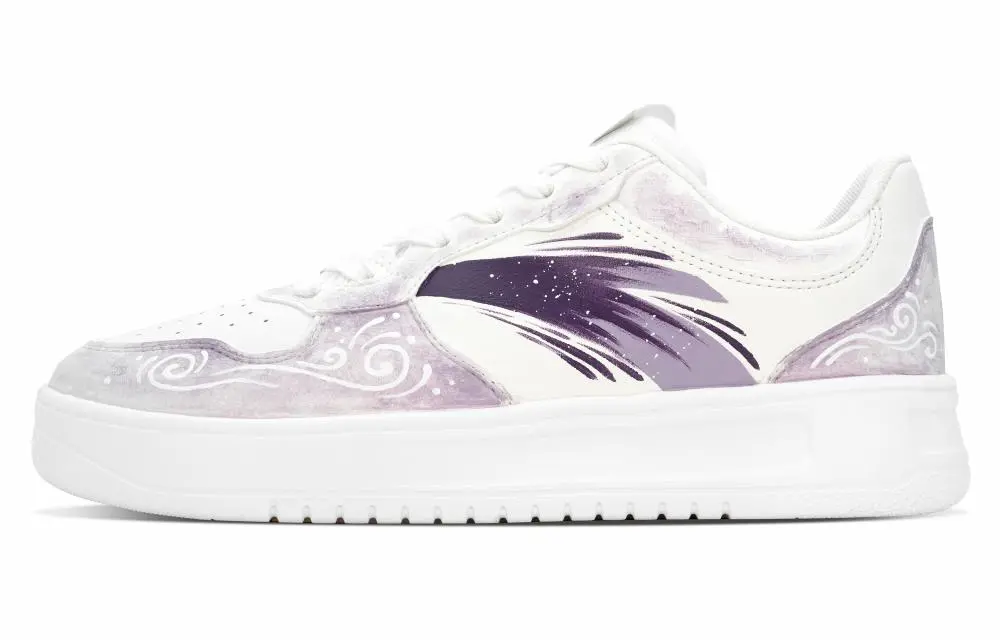 Anta Relaxed Abrasion Resistant, Lightweight, And Breathable Low top Skateboard Shoes Men's White Purple