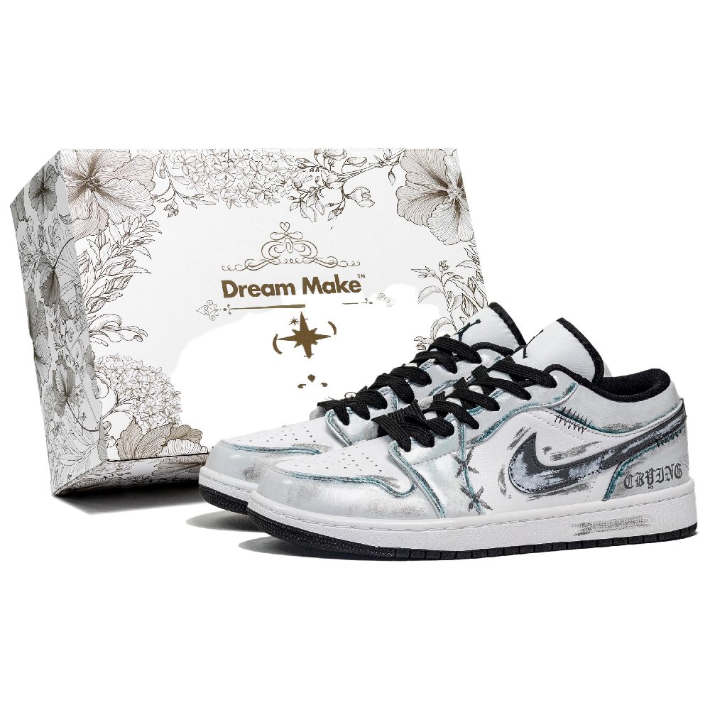Jordan Air Jordan 1 Wound Care Abrasion Resistant Low Top Vintage Basketball Shoes Unisex Gray Green