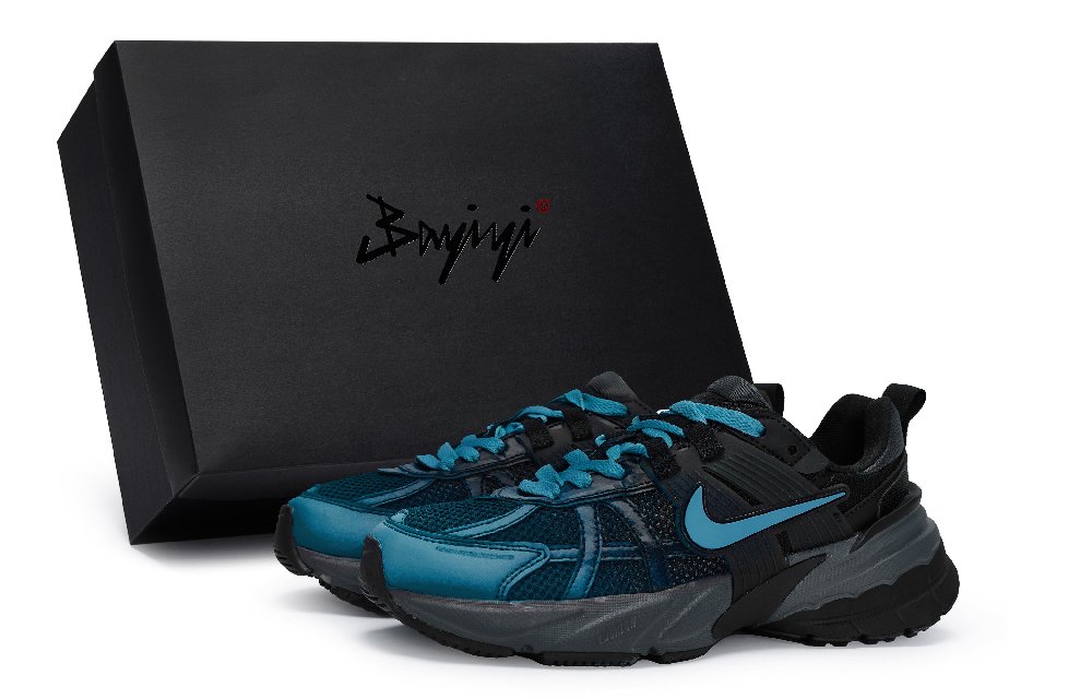 Nike V2K Run Abrasion Resistant Low Top Casual Running Shoes Women's Black Lake Blue