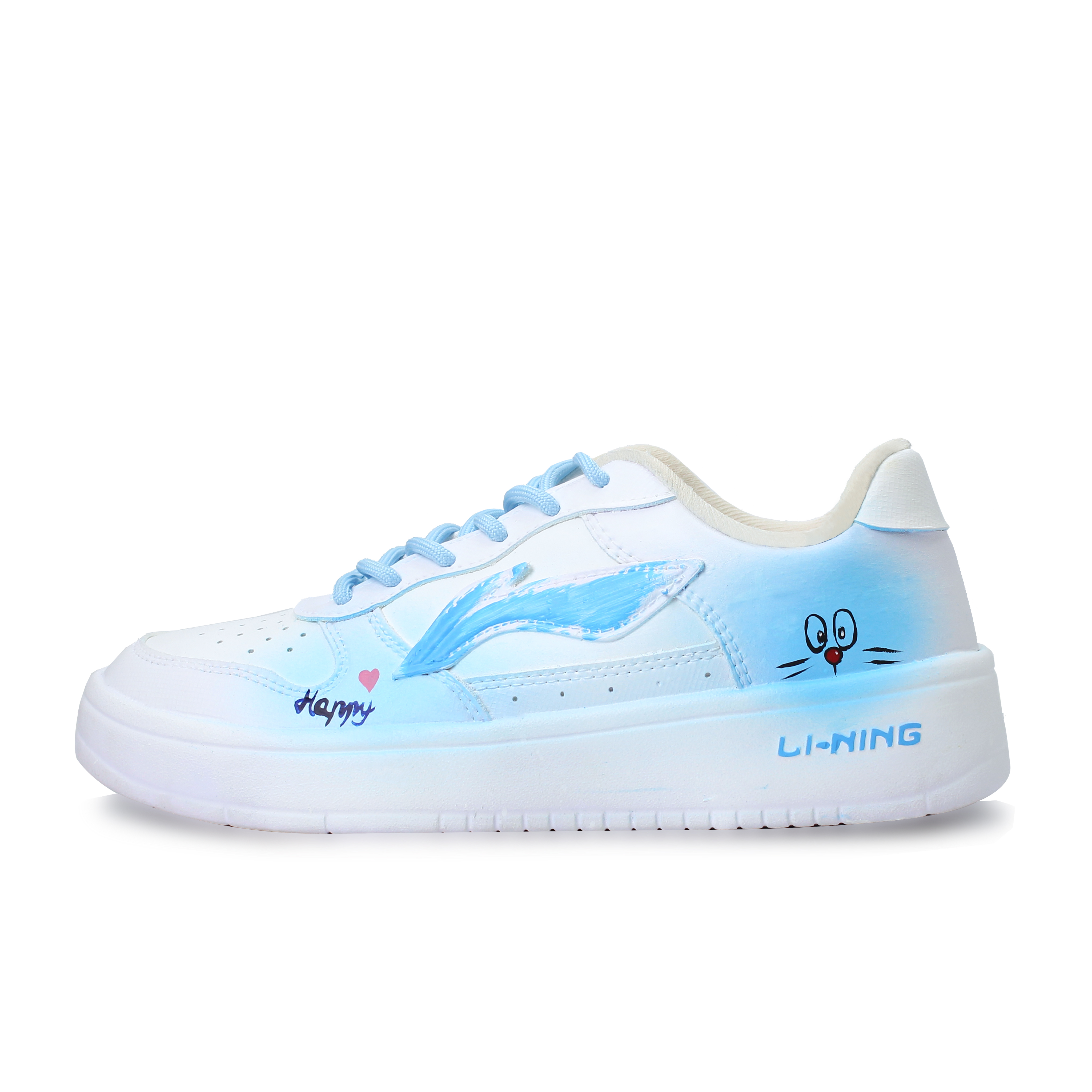 LiNing Pontoon Boats Dora Dream, Hand Drawn, Graffiti Low top Skateboard Shoes Unisex Blue White