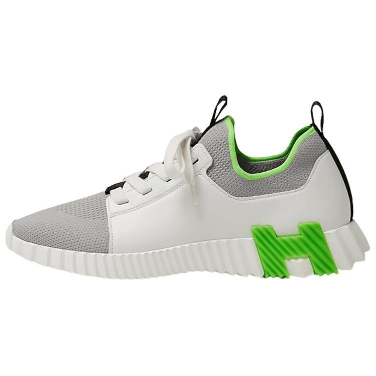 HERMES Wear-Resistant Low-Top Casual Shoes Men's White Gray Green