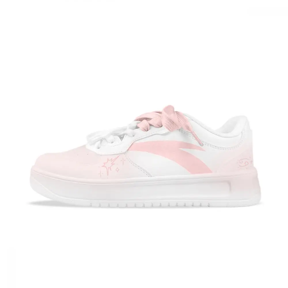 Anta Relaxed Slip Resistant Abrasion Resistant Low top Skateboard Shoes Men's Pink White