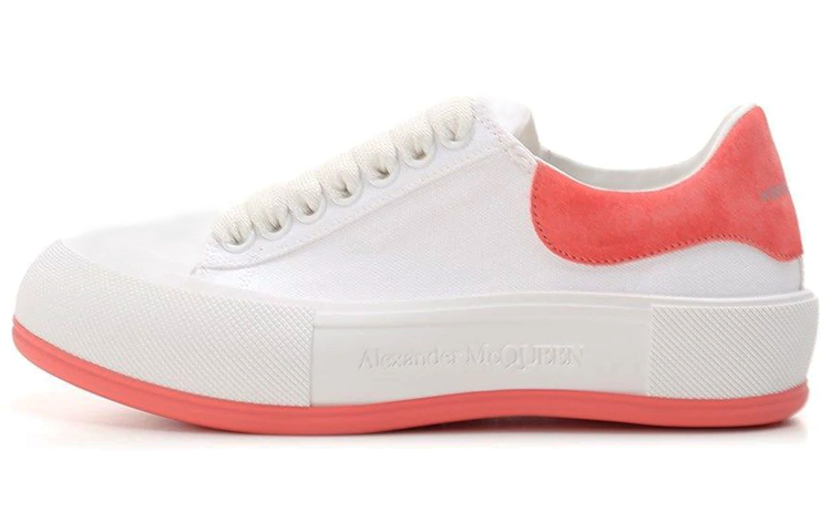 Alexander McQueen Deck Skate Plimsoll Lace Up 'White Coral' Women's