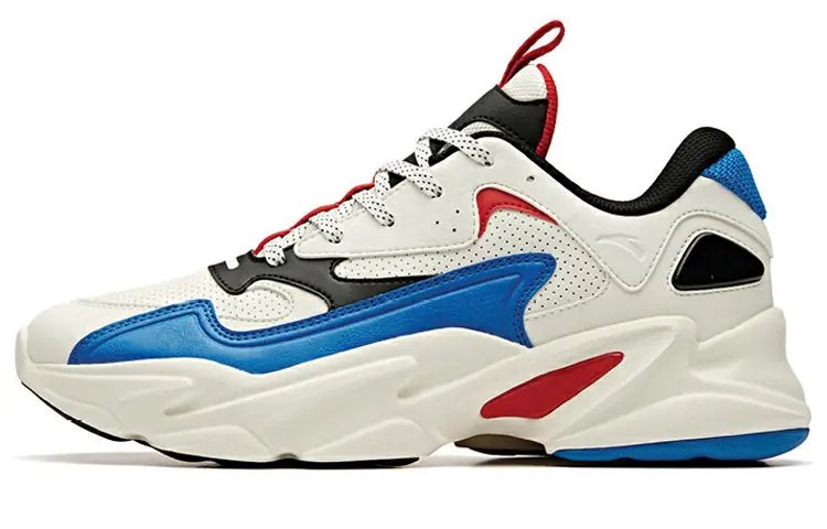 Anta Life Collection Cushioned Slip-Resistant Abrasion-Resistant Low-Top Chunky Sneakers Blue White Black
