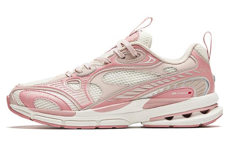 Anta Cushioning Breathable Low-Top Running Shoes Women's Rubber Pink Ivory White