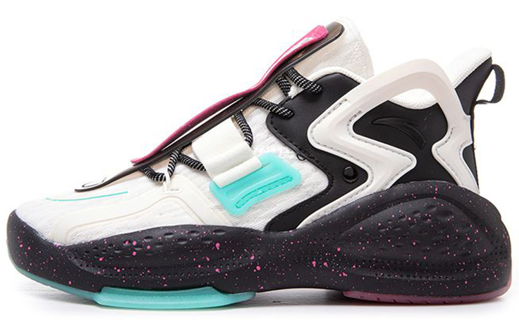 Anta Bastard Cushioning Anti-Slip And Wear-Resistant Low-Top Chunky Sneakers Women's Black White Green