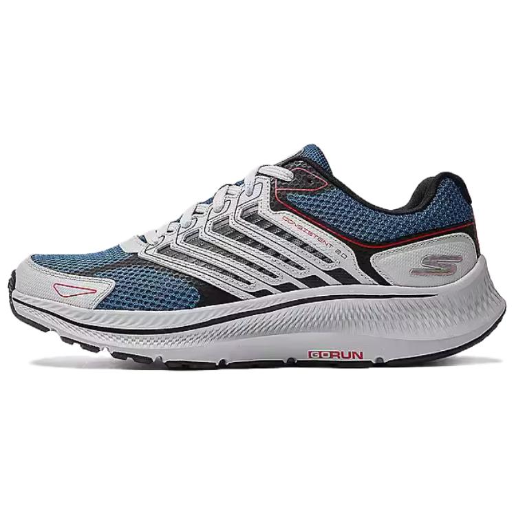Skechers MEN'S GO Cushioning Breathable Rebound Low-Top Running Shoes Men's Gray Blue