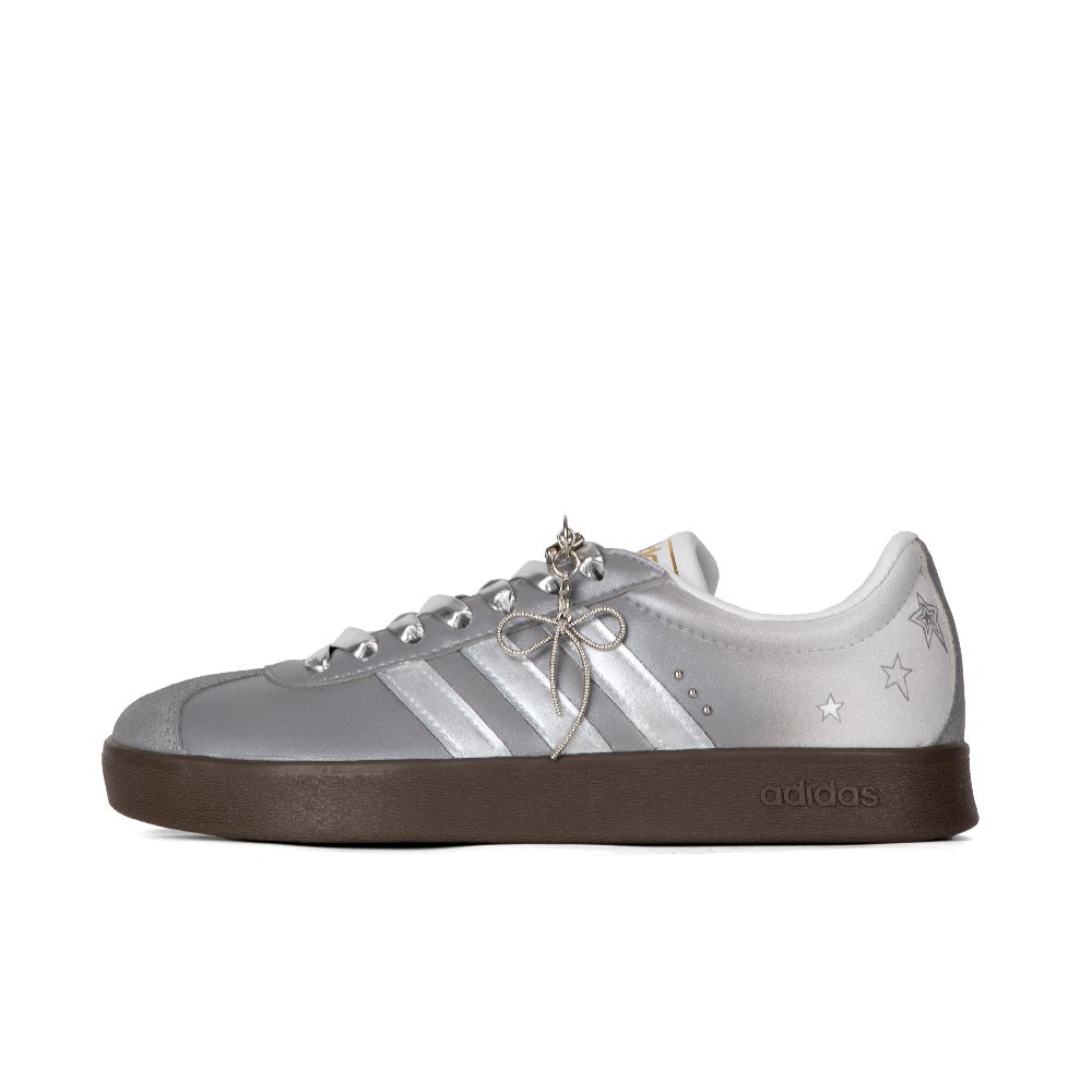 Adidas Vl Court Classic Abrasion Resistant Low Top Skateboard Shoes Unisex Silver