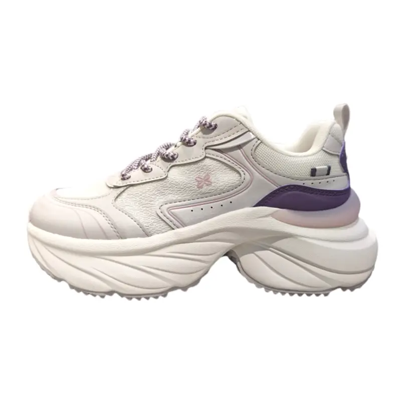 Anta Cloud Rising Abrasion Resistant Breathable Low top Chunky Sneakers Women's White Gray Purple