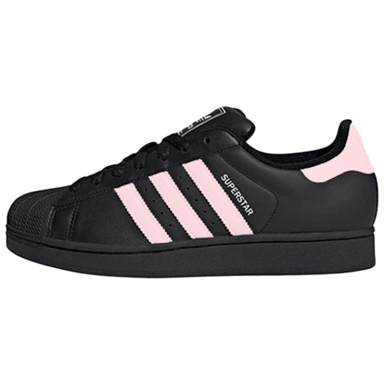 Adidas Originals Superstar 2 Soft Peach Cocoa Anti Slip Wear Resistant Low Top Skateboard Shoes Unisex Black Pink