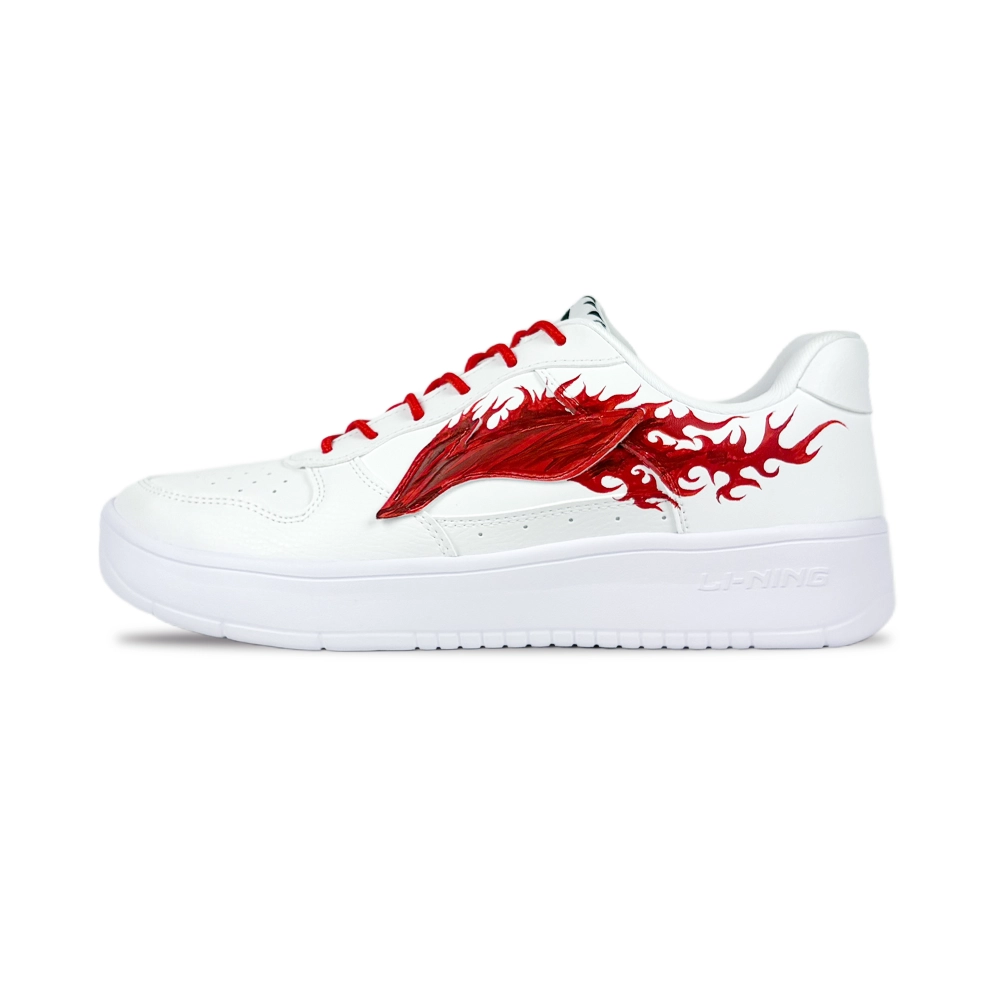 LiNing Pontoon Boats Cushioning, Wear Resistant Low top Skateboard Shoes Men's White Red