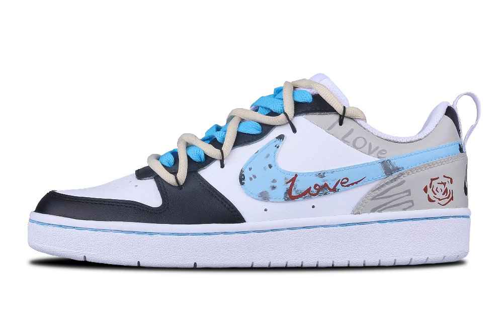 Nike Court Borough Winter Street Lanterns Romantic Low-Top Skateboard Shoes Women's Gray White