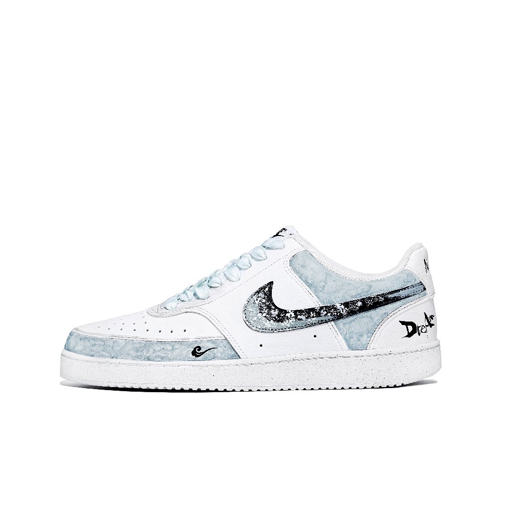 Nike Court Vision 1 Anti-Slip Wear-Resistant Low-Top Skateboard Shoes Men's Black Blue White