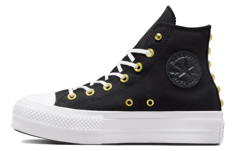 Converse Chuck Taylor All Star Lift Platform Star Studded 'Black White Gold' Women's