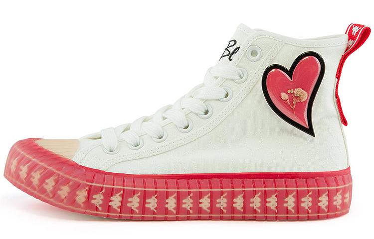 Kappa Anti-Slip Wear-Resistant High-Top Canvas Shoes Women's Pink White