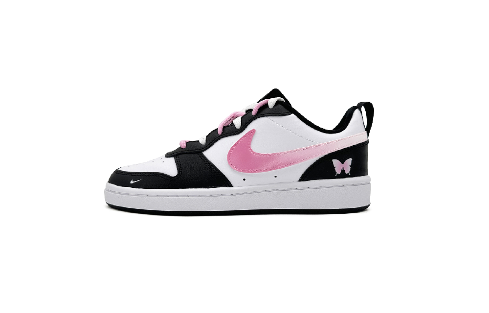Nike Court Borough Anti-Slip Wear-Resistant Low-Top Skateboard Shoes Women's Black White Pink