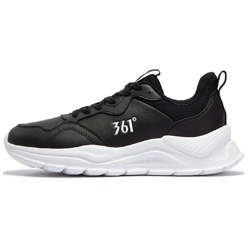 361° Cushioned Wear-Resistant Lightweight Low-Top Casual Running Shoes Men's Black White