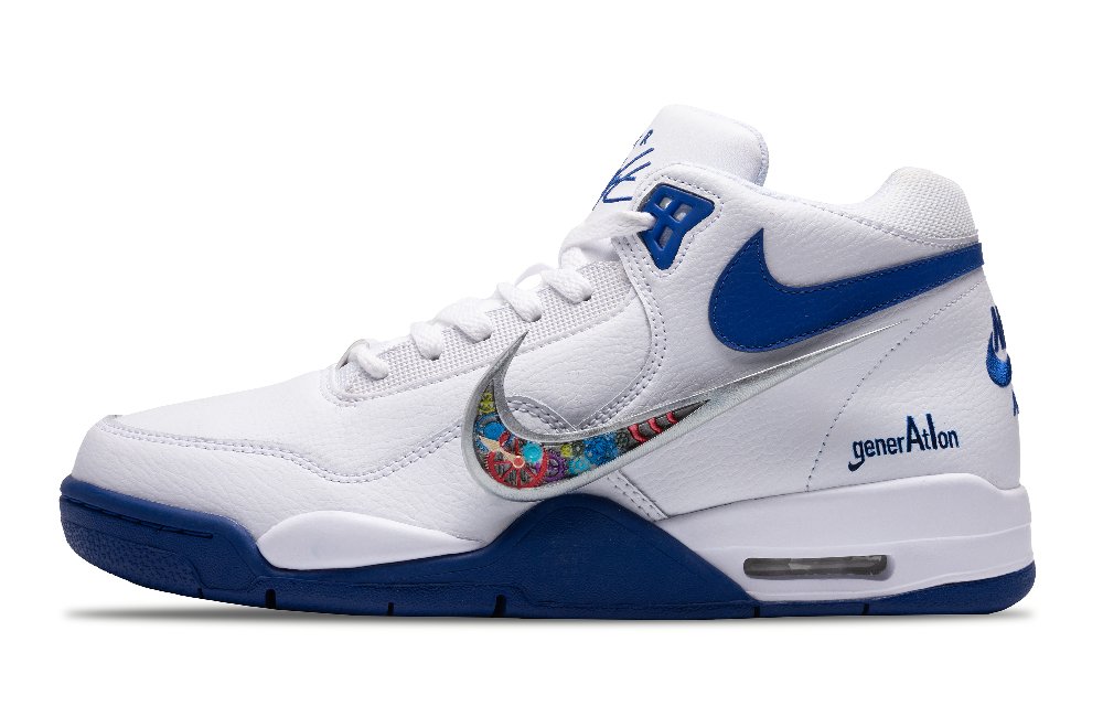 Nike Flight Legacy Tourbillon Abrasion Resistant Mid Top Vintage Basketball Shoes Men's White Blue