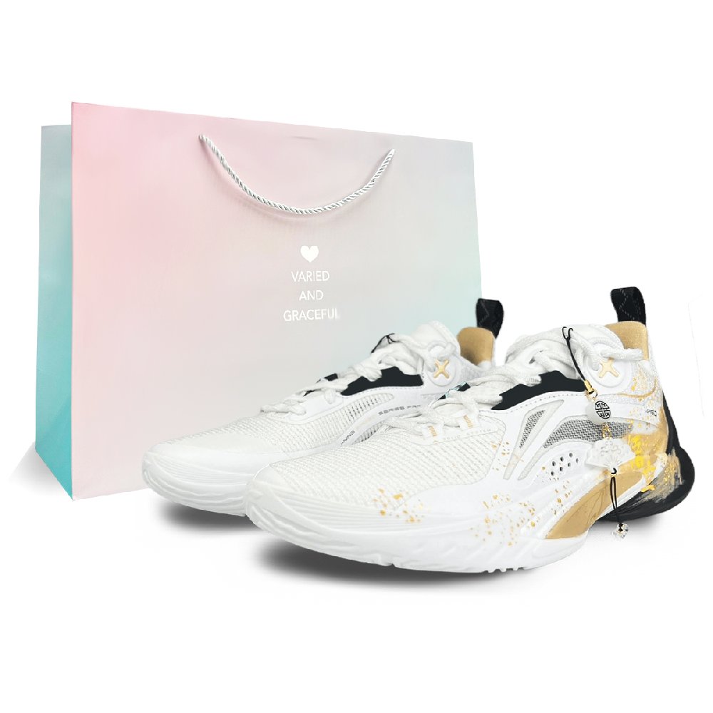 LiNing Speed 10 Anti-Slip Wear-Resistant Low-Top Basketball Shoes Men's White Gold