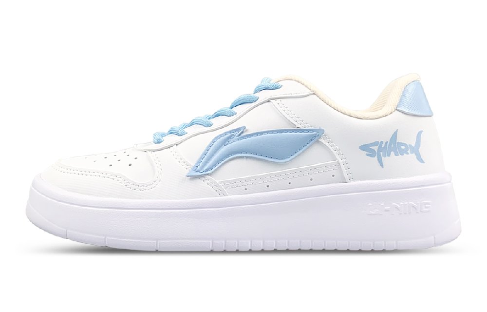 LiNing Pontoon Boats Anti-Slip And Wear-Resistant Lightweight Low-Top Skateboard Shoes Women's White Blue