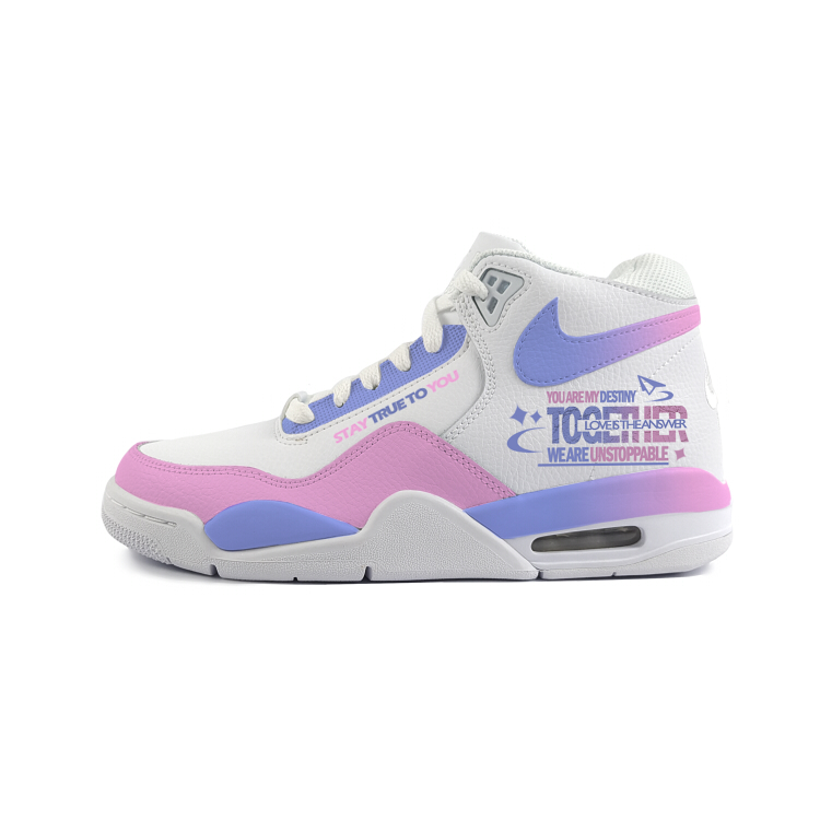 Nike Flight Legacy Anti-Slip Wear-Resistant Mid-Top Vintage Basketball Shoes Unisex White Purple