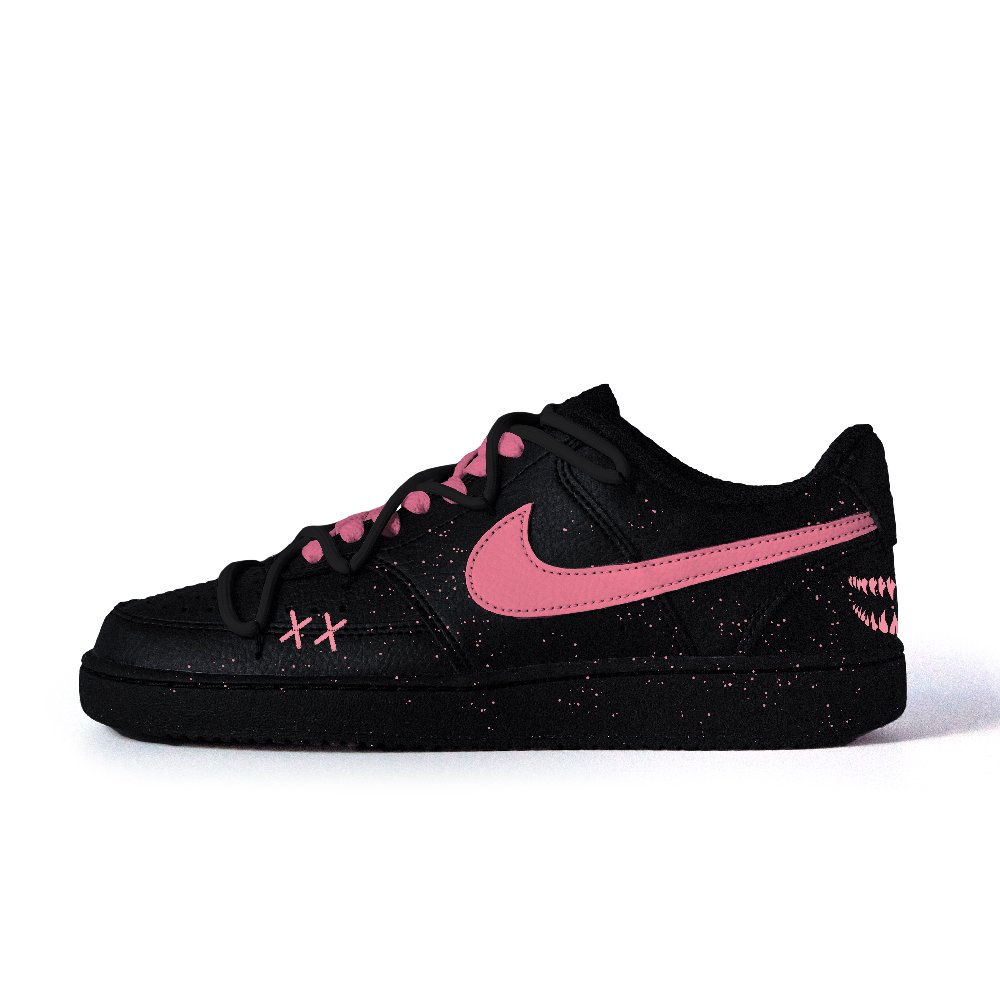 Nike Court Vision Anti Slip Wear Resistant Low Top Skateboard Shoes Unisex Black Pink