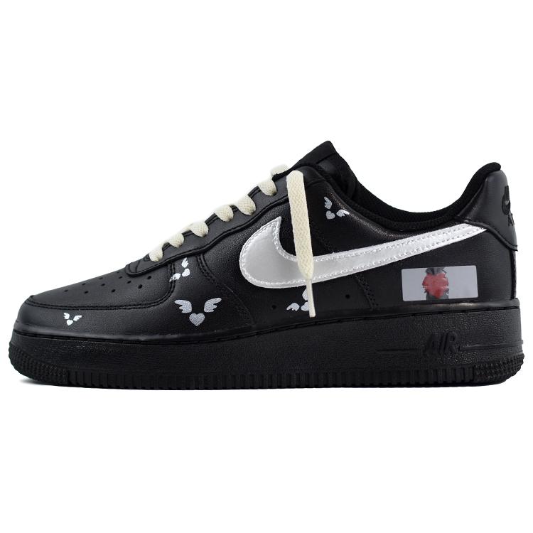 Nike Air Force 1 Heart Scratch-off Game Anti-Slip Wear-Resistant Low-Top Skateboard Shoes Women's Black Silver
