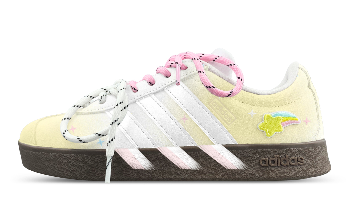 Adidas VL COURT 2.0 Low top Skateboard Shoes Unisex White Yellow