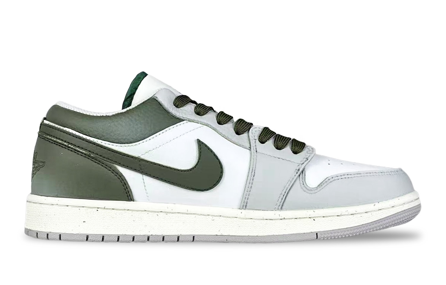 Jordan Air Jordan 1 Sea Salt Bubbles, Ji Mu Abrasion Resistant Low top Vintage Basketball Shoes Unisex Gray White Green