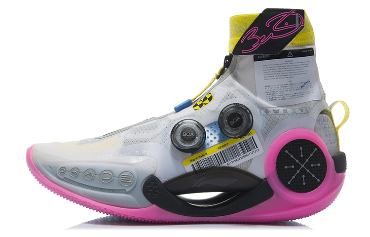 LiNing WOW 9 Infinity Infinity 'test R2' Cushioning Support High-Top Performance Basketball Shoes Men's White Pink