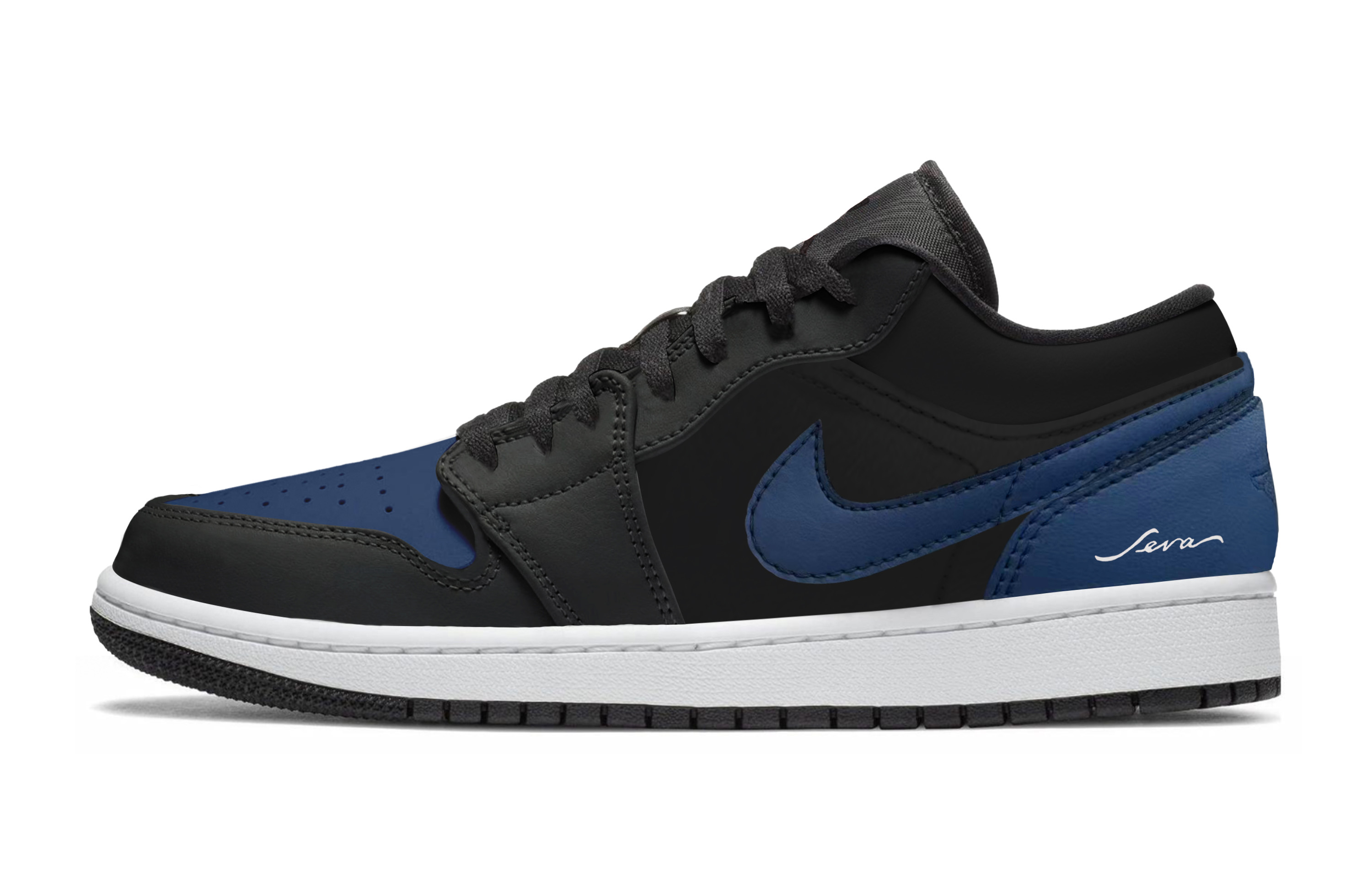Jordan Air Jordan 1 Abrasion Resistant Low top Vintage Basketball Shoes Unisex Black Blue