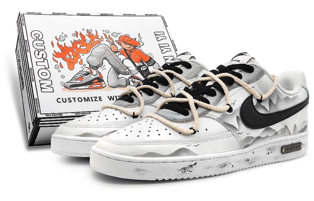 Nike Court Vision Low Low-Top Skateboard Shoes Women's Black White Gray