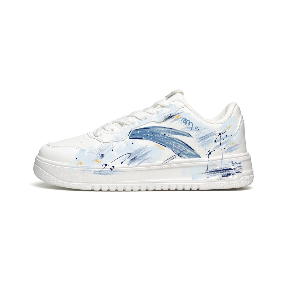 Anta Anti Slip Wear Resistant Low Top Skateboard Shoes Unisex Blue White