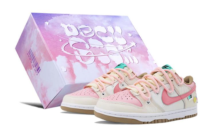 Nike Dunk Anti-Slip And Wear-Resistant Lightweight Low-Top Skateboard Shoes GS Pink White Mocha