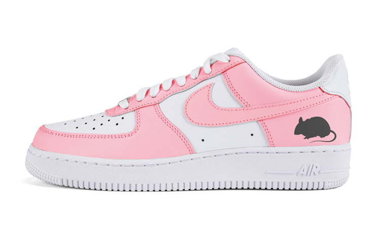 Nike Air Force 1 Low-Top Skateboard Shoes Women's Light Red White