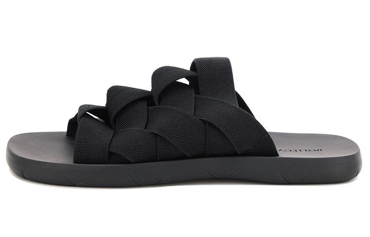 Bottega Veneta Intrecciato Elastic Slides Black