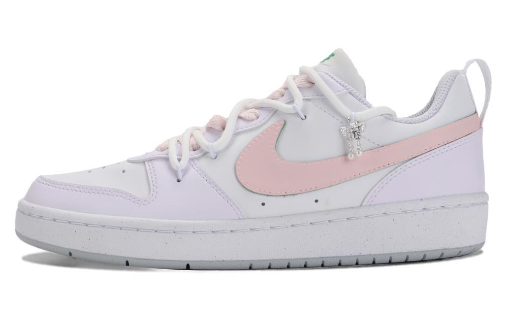 Nike Court Borough Anti-Slip And Wear-Resistant Lightweight Low-Top Skateboard Shoes Women's Pink Purple White