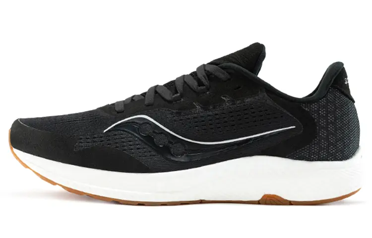Saucony Freedom 4 Shock Absorbers Slip Resistant Abrasion Resistant Low top Casual Running Shoes Men's Black White