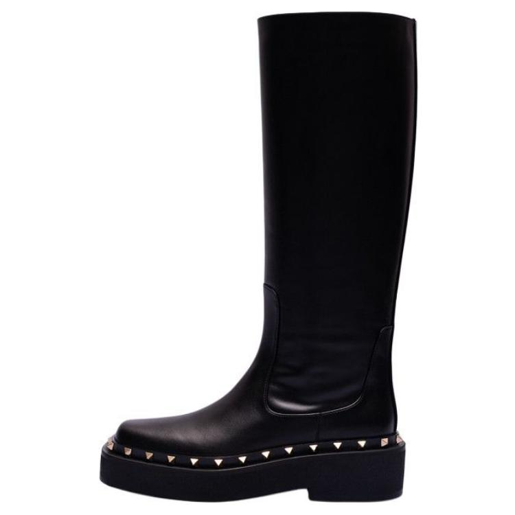 Valentino Rockstud Knee high Boots 4.5cm Women's Black