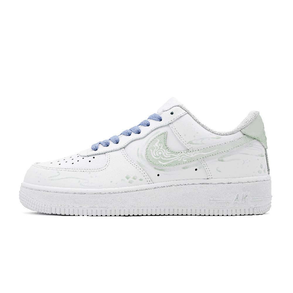 Nike Air Force 1 Color Changing Auspicious Clouds Anti Slip Wear Resistant Low Top Skateboard Shoes Unisex White Green