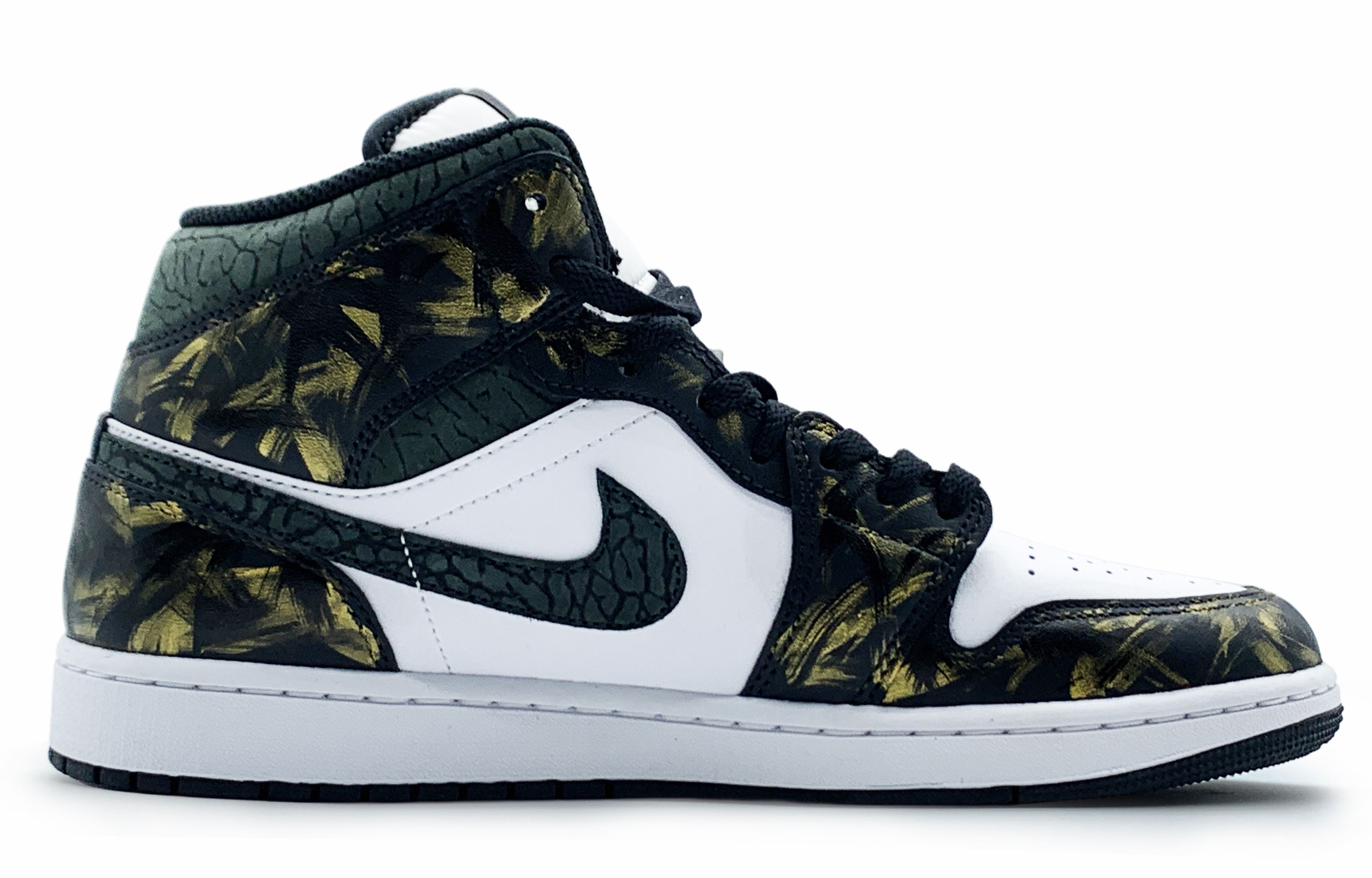 Jordan Air Jordan 1 Mid Durable Breathable Mid-Top Vintage Basketball Shoes Men's Black Gold купить в интернет-магазине Yoocart с быстрой доставкой по России.