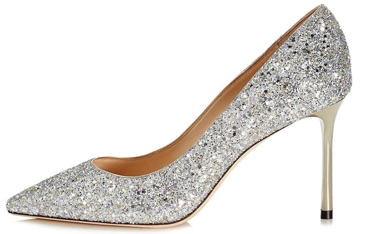 Jimmy Choo ROMY Slim Heel High Heels Women's Silver