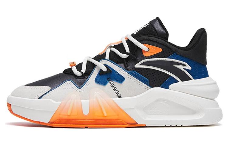 Anta Overbearing Shock Absorbers Slip Resistant Breathable High Top Basketball Shoes Men's White Blue
