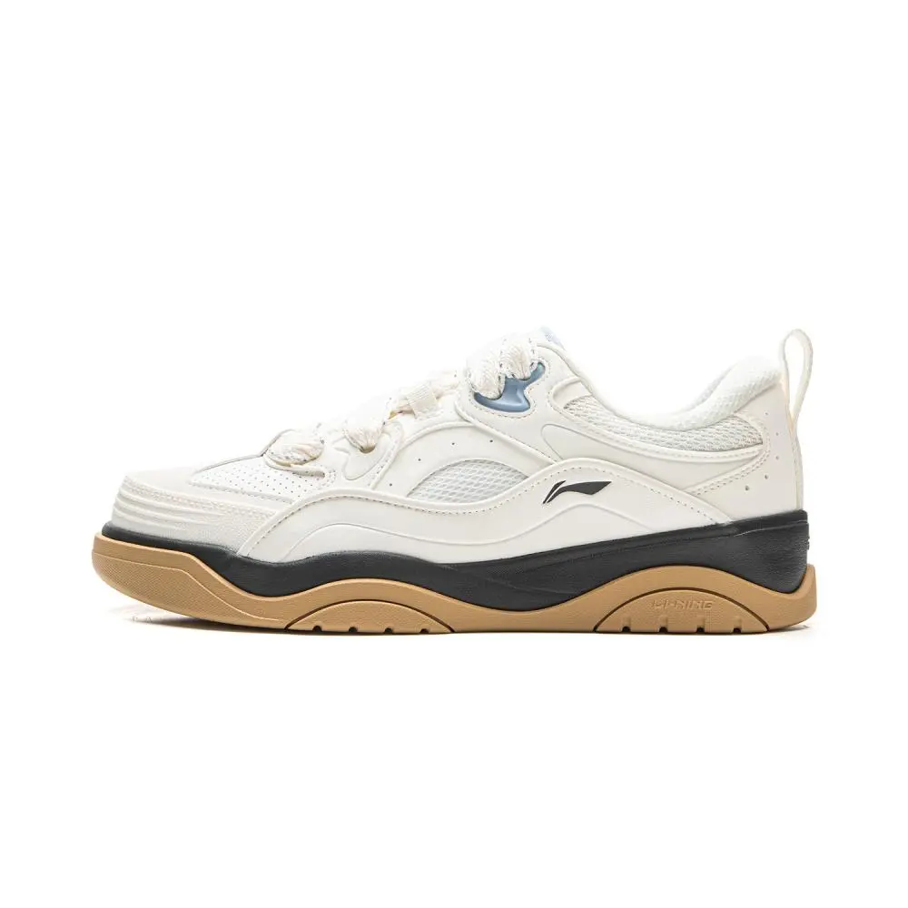 LiNing Zhi Cheng 2.0 Thump Shoes Abrasion Resistant Height Increasing Low Top Skateboard Shoes Men's Ivory
