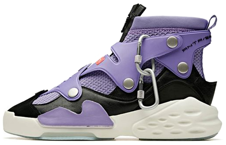 Anta Bastard Cushioned Wear-Resistant Slip-Resistant High-Top Sports Casual Shoes Purple