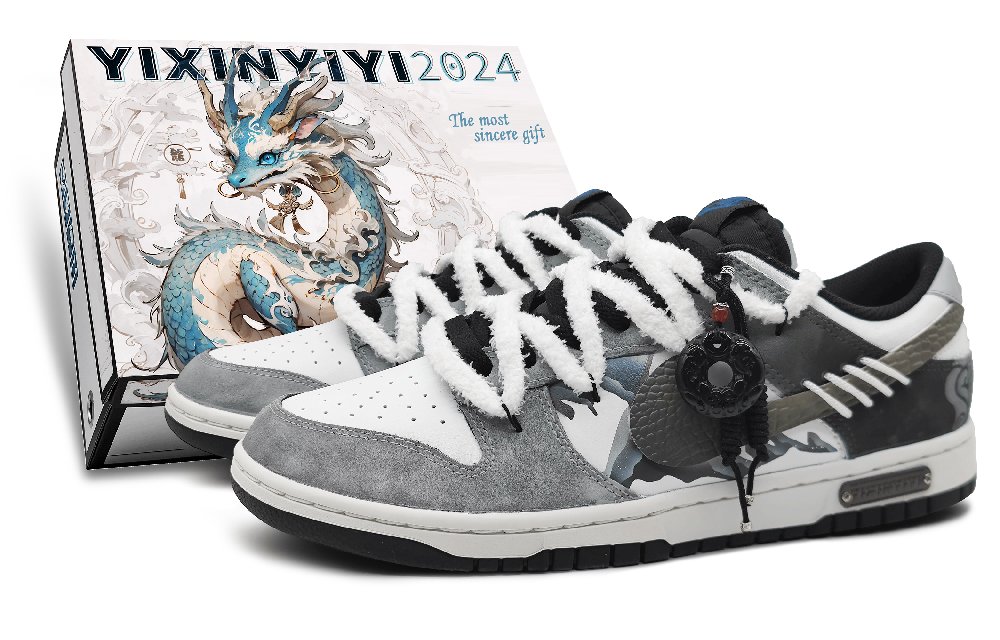Nike Dunk Low-Top Skateboard Shoes Unisex White Gray