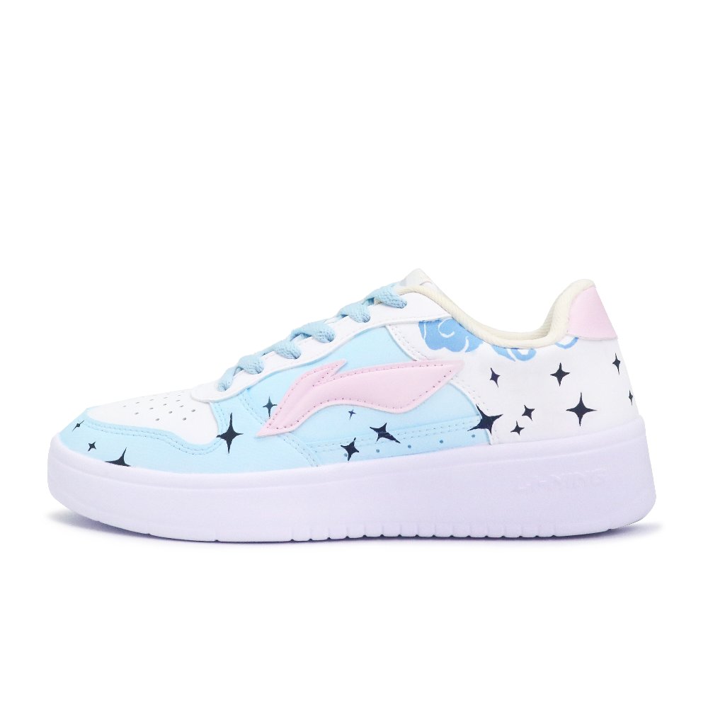 LiNing Pontoon Boats Lightweight And Breathable Low-Top Skateboard Shoes Women's White Blue Pink