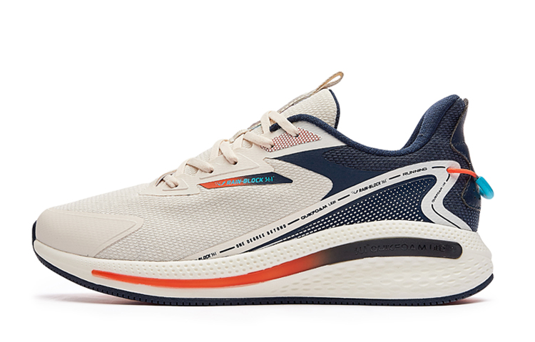 361° Rain Screen Shock Absorbers Slip Resistant Abrasion Resistant Low Top Running Shoes Men's Beige Blue
